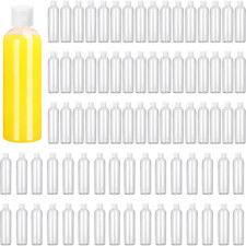 80 Pack 4 Oz Plastic Bottles with White Top Caps, Clear Empty Bottles, Cosmetic