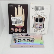 NIB SET OF 3 HALLOWEEN DECOR/PARTY PRESS ON NAILS, GHOSTS, PUMPKINS, 72 TOTAL