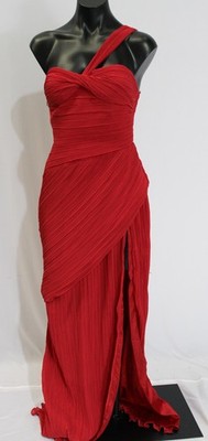 Meshki Women's Tamara Shirred Chiffon Floor Length Dress LB3 Red Size XS NWT