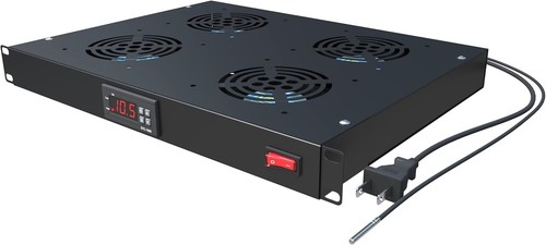 Rack Mount Fan - 4 Fans Server Cooling System - 1U 19" Rackmount Cabinet Panel W - Photo 2/7