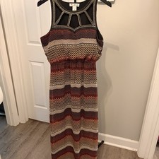 Luscious Los Angeles Boho Studded Cut-Out Maxi Dress Small Festival Vacation EUC