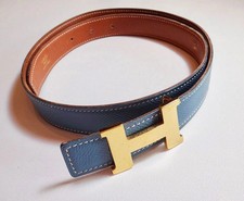 Hermes Constance H Belt 78cm Blue Gold Buckle Used Brand Premium