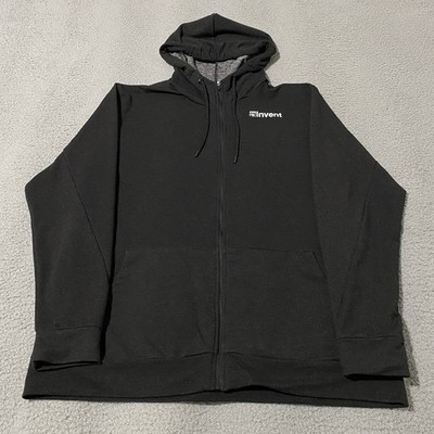Amazon AWS re:Invent Hoodie Men 2XL XXL Black Full Zip Sweatshirt Cloud Services