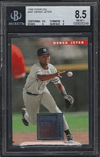 1996 DONRUSS DEREK JETER RC #491 NEW YORK YANKEES HOF BECKETT 8.5 NM-MT+