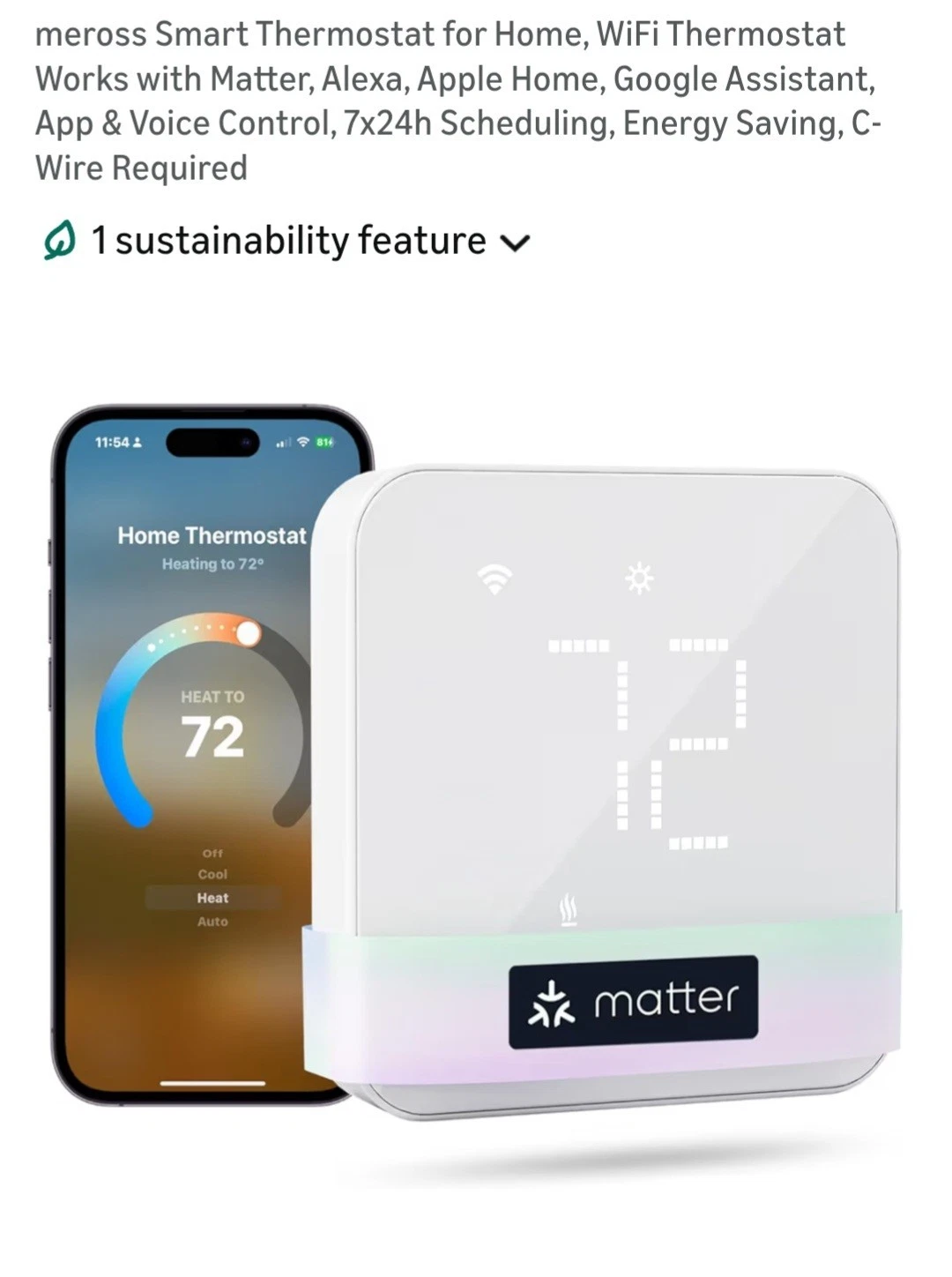 meross Smart Thermostat for Home, WiFi Thermostat Works with Matter, Alexa,Apple