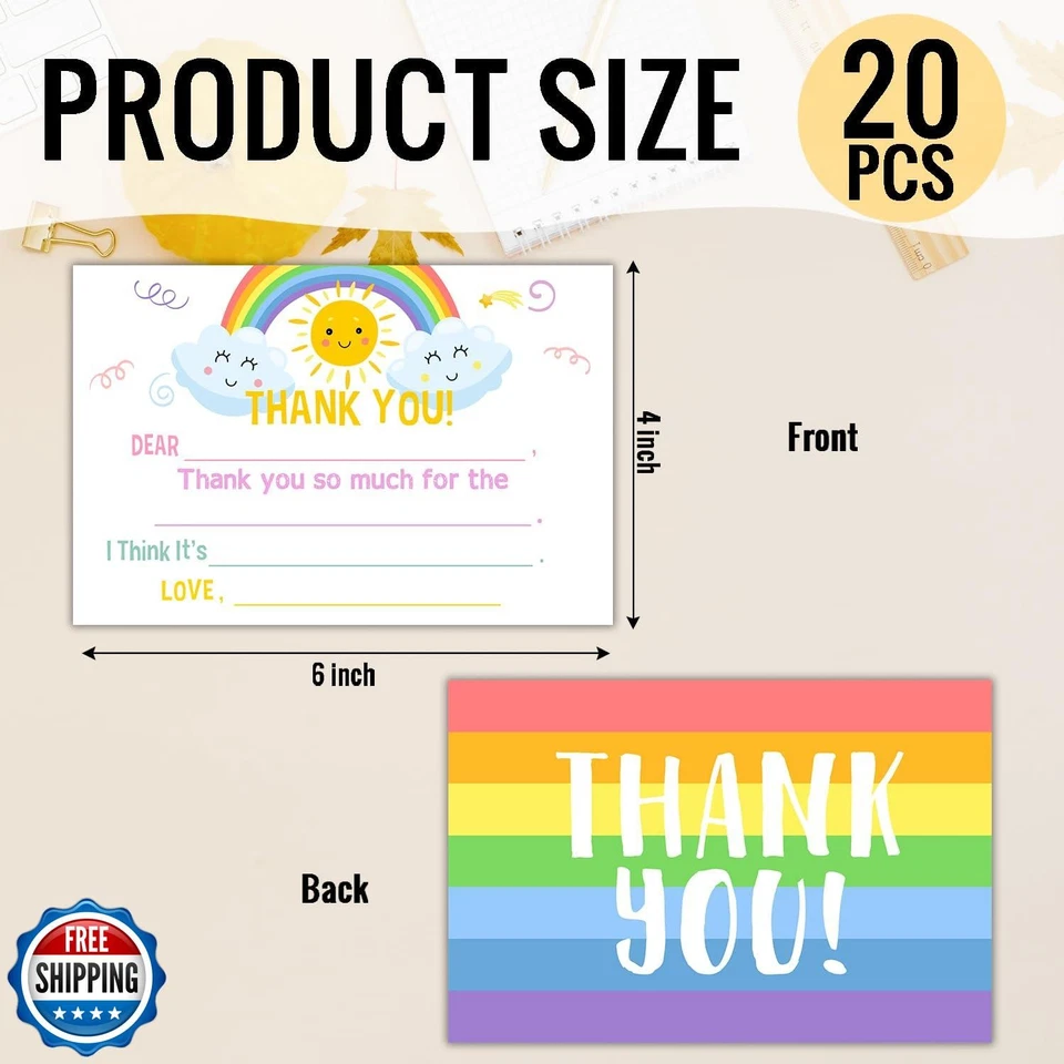 Цветные радужные благодарственные заметки HQLOW для мальчиков девочек и детей - Изображение 2 из 4