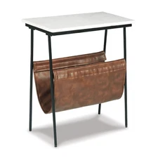 Etanbury Modern Chic Marble Accent Table, White & Black