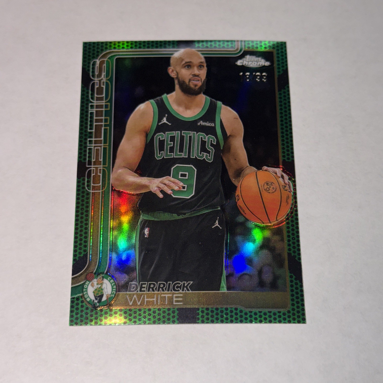 2025-26 Topps Chrome Derrick White #71 Green Basketball 09/99 Jersey/Color Match