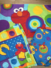 VTG Sesame Street Colorful Twin 3 PC Sheet Set 2004 Franco Co MINT Unused
