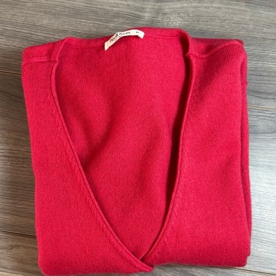 WoolOvers EF Merino Wool Cashmere V-Neck Cardigan Sweater Size XL Quiet Luxury