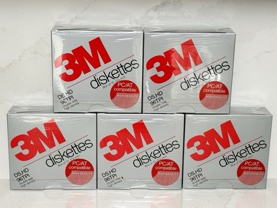3M HIGH DENSITY DS HD DISKETTES 5 1/4'' FLOPPY LOT OF 5 BOXES NEW FACTORY SEALED