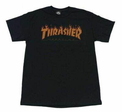 90s THRASHER Tシャツ ブラック フェード モーション文字 Thrasher Magazine FLAME HALFTONE LOGO Skateboard T Shirt BLACK | eBay