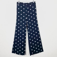 New York Co Navy White Polka Dot Flare Pants Size S