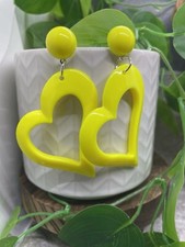 3  Silver-tone Acrylic Heart Drop Dangle Earring Set New Free Ship B8927