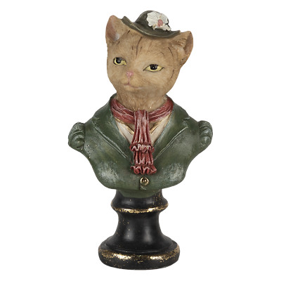 Katze Tier Figur Büste Dapper gekleidet Retro Ornament Steampunk Statue 16 cm