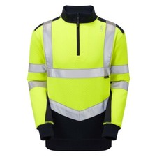 Leo Hi Vis 1/4 Zip Sweatshirt Class 2 Contrast Comfort Jumper - TAPELEY