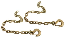 (2 Pack) 3/8" x 36" Grade 70 Trailer Safety Chains w/ Forged Hook & Safety Clip