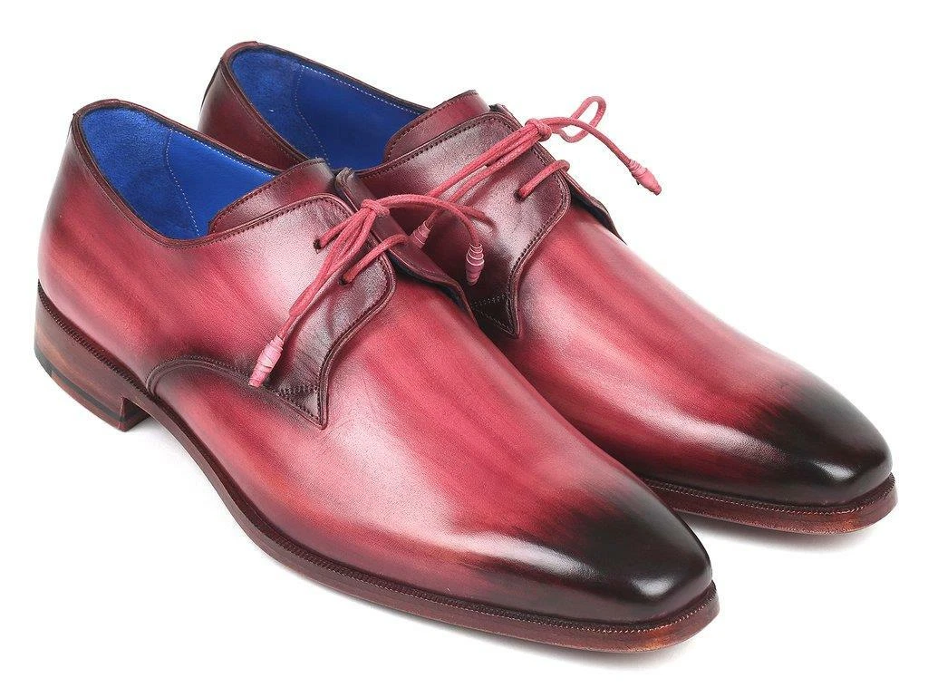 Paul Parkman Mens Shoes Derby Pink Purple Burnished Plain Toe