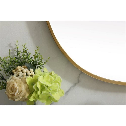 Elegant Decor Brynn 27x36" Oval Modern MDF Wood/Iron Mirror in Brass - Picture 7 of 11