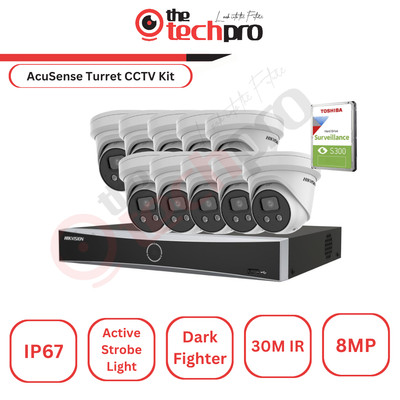 Hikvision 4k AcuSense Stroboskop Licht Turm Sicherheitssystem DS-7604NXI-K1 DVR Kit