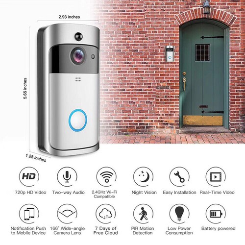 Wireless WiFi Video Doorbell Smart Phone Camera Door Bell Ring Intercom Security - Picture 3 of 30