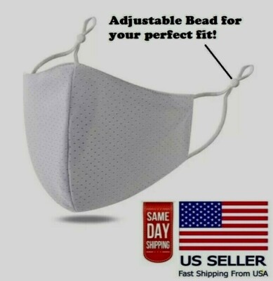 Ice Silk Face Mask Adjustable Light Gray Ice Silk Cooling Lightweight US Fast 