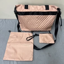 Steve Madden Weekender Bag with Bonus Clutch Pink & Black FS Benefits Charity