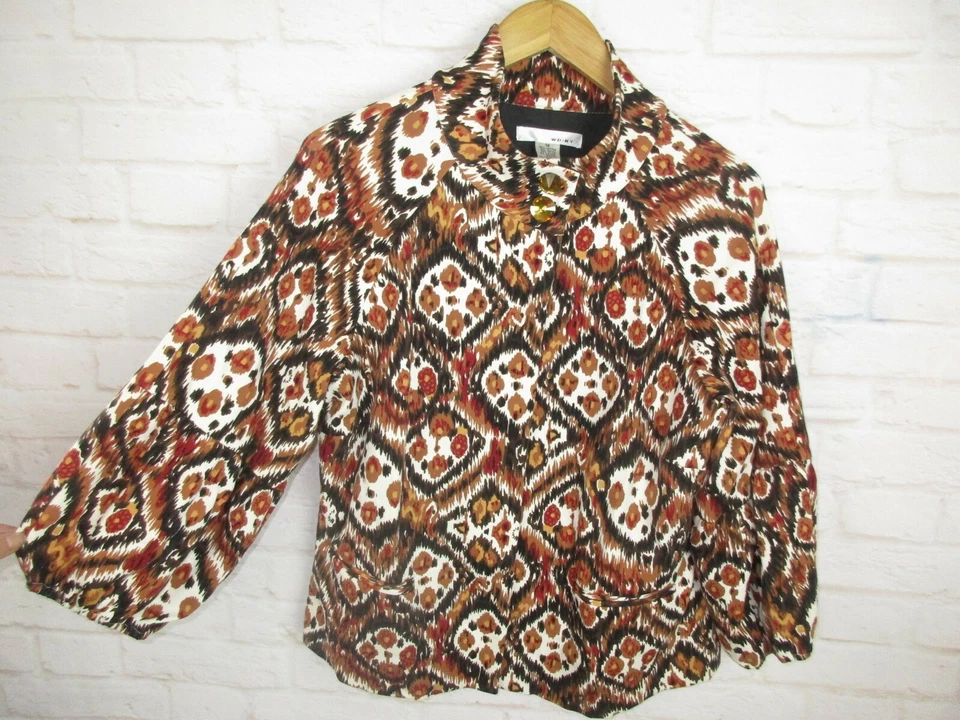 Chaqueta Blazer WD NY Mujer Talla 14 Marrón y Tostado Manga Ondulada Otoño Glamour Foto 3 de 4