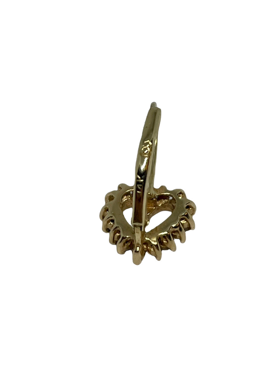 14k Solid Gold Heart Shape W/ Diamonds Pierced Ea… - image 5