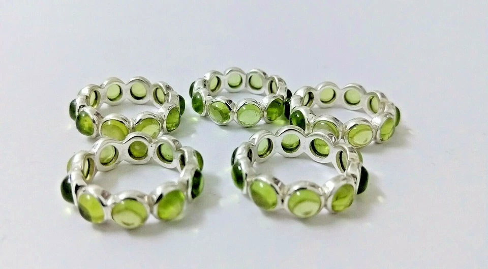Natural Peridot Handmade Eternity Ring in 925 Sterling Silver, Gift Ring - Image 4 of 4