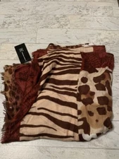 INC International Concepts ANIMAL PATCH PASHMINA Scarf Women One Size Brown NWT