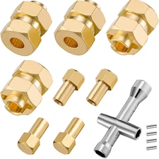 4 Piece 7mm Brass Extended Hex Wheel Hubs Compatible with SC x 24 Wheel Spacers 