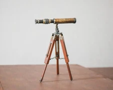 Vintage Telescope With Wooden Tripod - Unique Corporate, Groomsmen, Father's Day