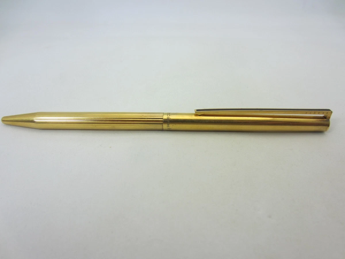 S.T. Dupont Classic Gold Plated Silver Vermeil Ballpoint Pen Black Clip  Paris