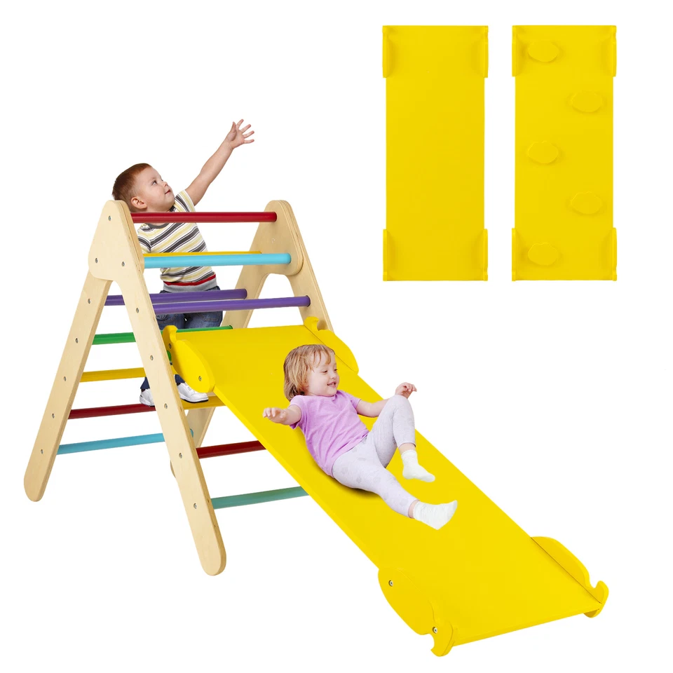 3 in 1 Kletterdreieck Kinder Klettergerüst Kletterleiter Rutsche holz