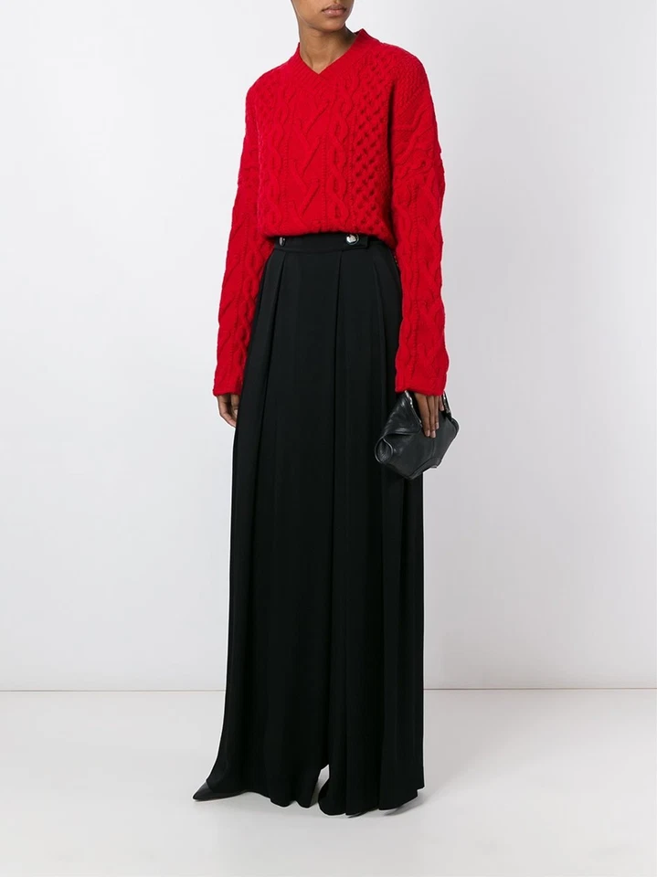 Pantalones Palazzo Plisados Pierna Ancha Lanvin Nuevos con Etiquetas Talla FR38 (Minorista 1.395 + Impuestos)