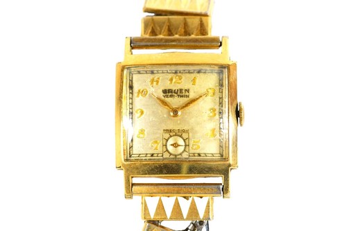 Gruen Vintage Ladies Mechanical Watch 17 Jewel Gold Tone Square Textured Band Sold out ❌ Opulent vintage ladies main image 4