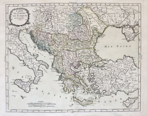 Turkey Greece Bulgaria Croatia Bosnia Serbia Türkei map Karte Bourgoin 1770 - Photo 1 sur 1