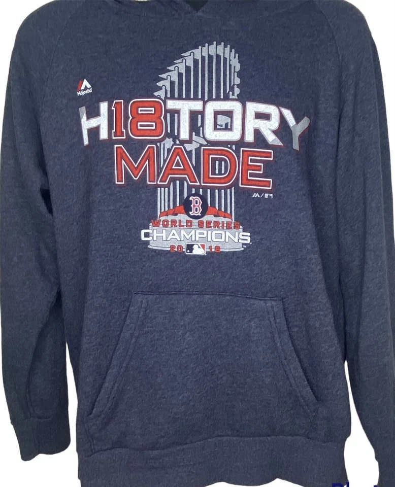 Majestic Threads Men's S Gray Red Boston Red Sox Champions H18tory Made Hoodie - Image 3 of 4