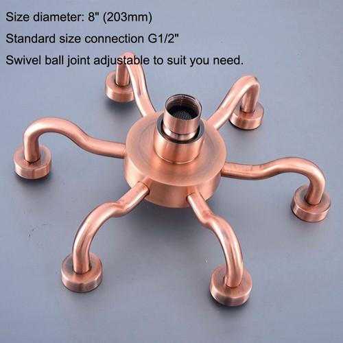 Copper Shower Head Rain Shower Faucet Set Replacement Accessory, Arm Fixer Pipe - Picture 20 of 27