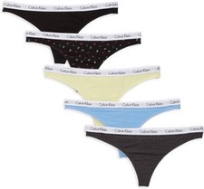 Calvin Klein Women's Carousel Logo Cotton Thong 5 Pack XLarge Panty Womens