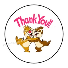30 THANK YOU CHIPMUNKS ENVELOPE SEALS LABELS STICKERS PARTY FAVORS 1.5"