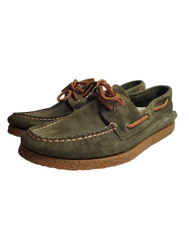 Sperry Top Sider Boat Shoe Mens 10.5 2-Eye Original Olive Suede Beach Non Slip