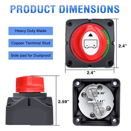 Battery Switch Isolator Cut Off Kill for Knob Marine Boat Camper Truck 12V 600 A - Picture 2 of 17