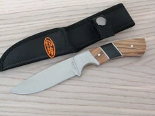 8" Fixed Blade Knife Full Tang Wood Handle Ergonomic Steel Guard Nylon Sheath