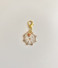 Gold Enamel Spider Web Charm Zipper Pull/ Keychain Add On Clip