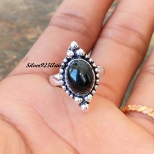 Black Onyx 925 Silver Anxiety Designer Gift For Girl's Handmade Boho Ring AK3032