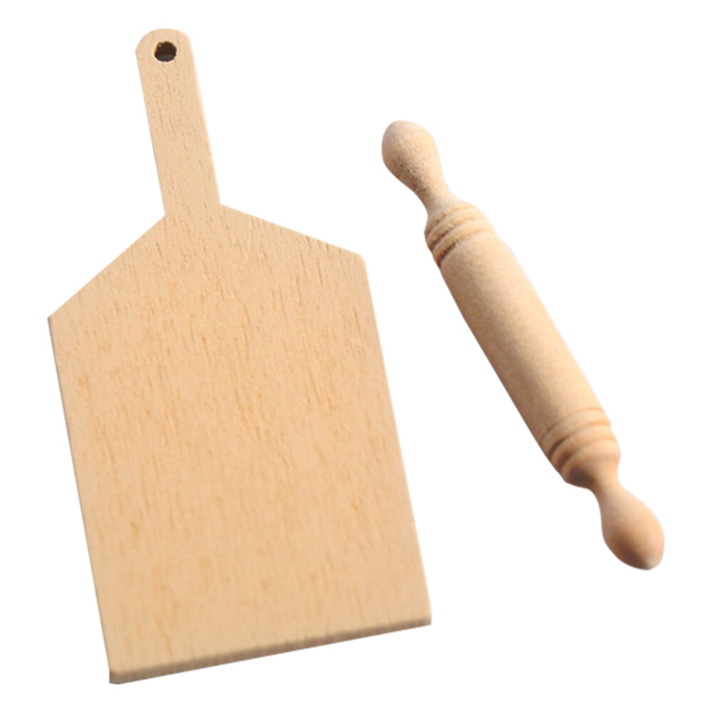 1 Set Miniature Rolling Pin Cutting Board Model Mini Toy Mini House Accessory