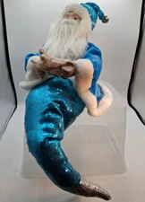 Santa Mermaid Shelf Sitter Coastal Nautical Sea Christmas Home Decor Bella Lux