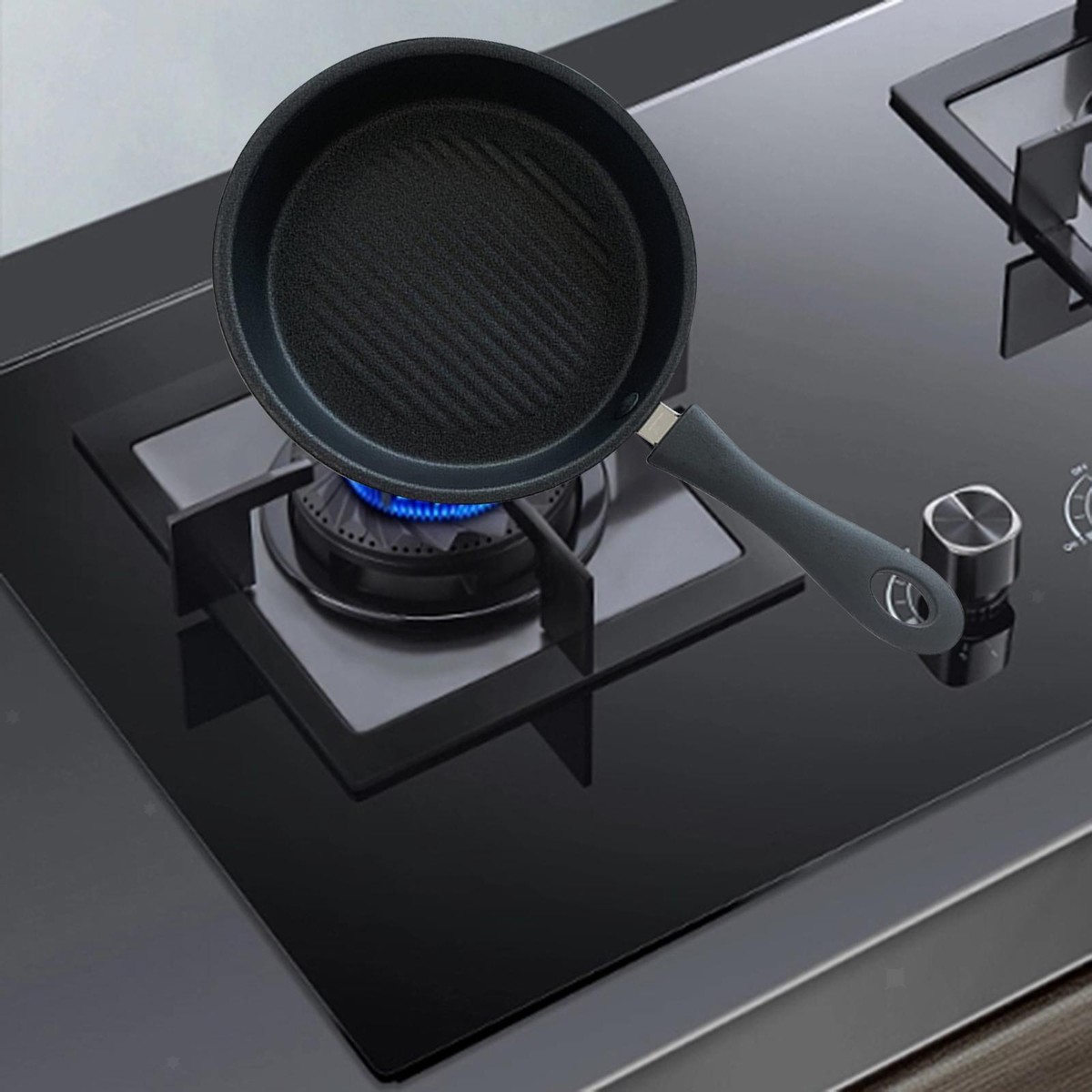 Grill Pan with Raised Grill Lines Frying Griddle Pan Round Skillet